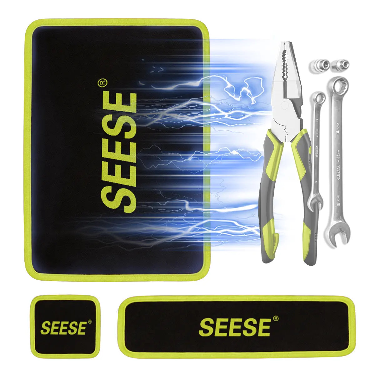 【DealsForYouDays】SEESE 3PC Flexible Magnetic Tool Mat & Tray Holder - Magnetic Tool Tray, Flexible Magnetic Mat, PVC & Non-Slip for Garage Workshop, Auto Repair Tools fathersdaygiftideas fathersdaygift