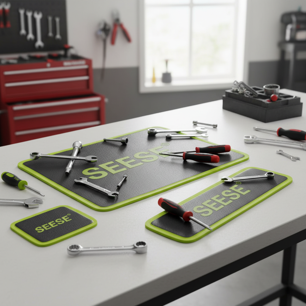 【DealsForYouDays】SEESE 3PC Flexible Magnetic Tool Mat & Tray Holder - Magnetic Tool Tray, Flexible Magnetic Mat, PVC & Non-Slip for Garage Workshop, Auto Repair Tools fathersdaygiftideas fathersdaygift