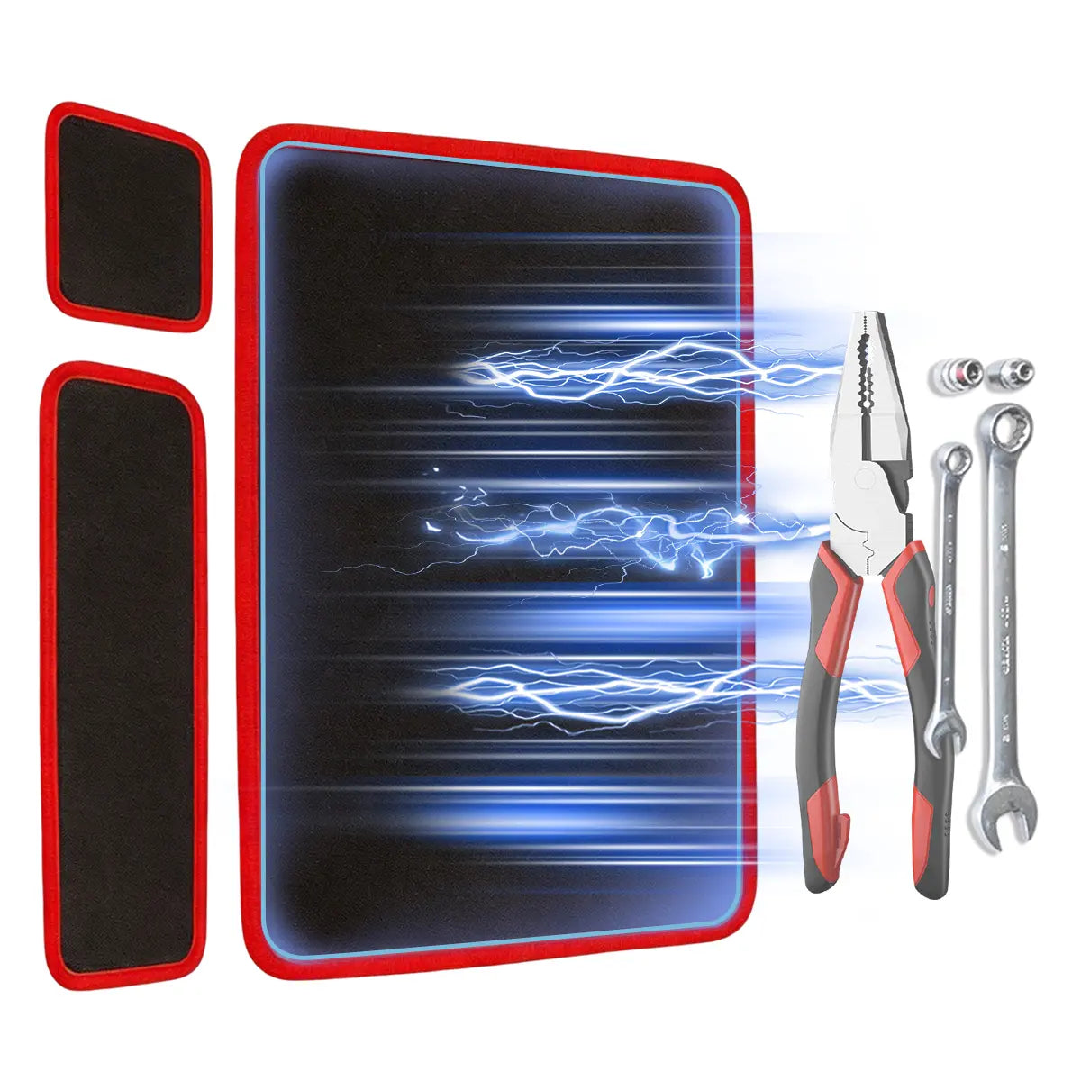 【DealsForYouDays】SEESE 3PC Flexible Magnetic Tool Mat & Tray Holder - Magnetic Tool Tray, Flexible Magnetic Mat, PVC & Non-Slip for Garage Workshop, Auto Repair Tools fathersdaygiftideas fathersdaygift