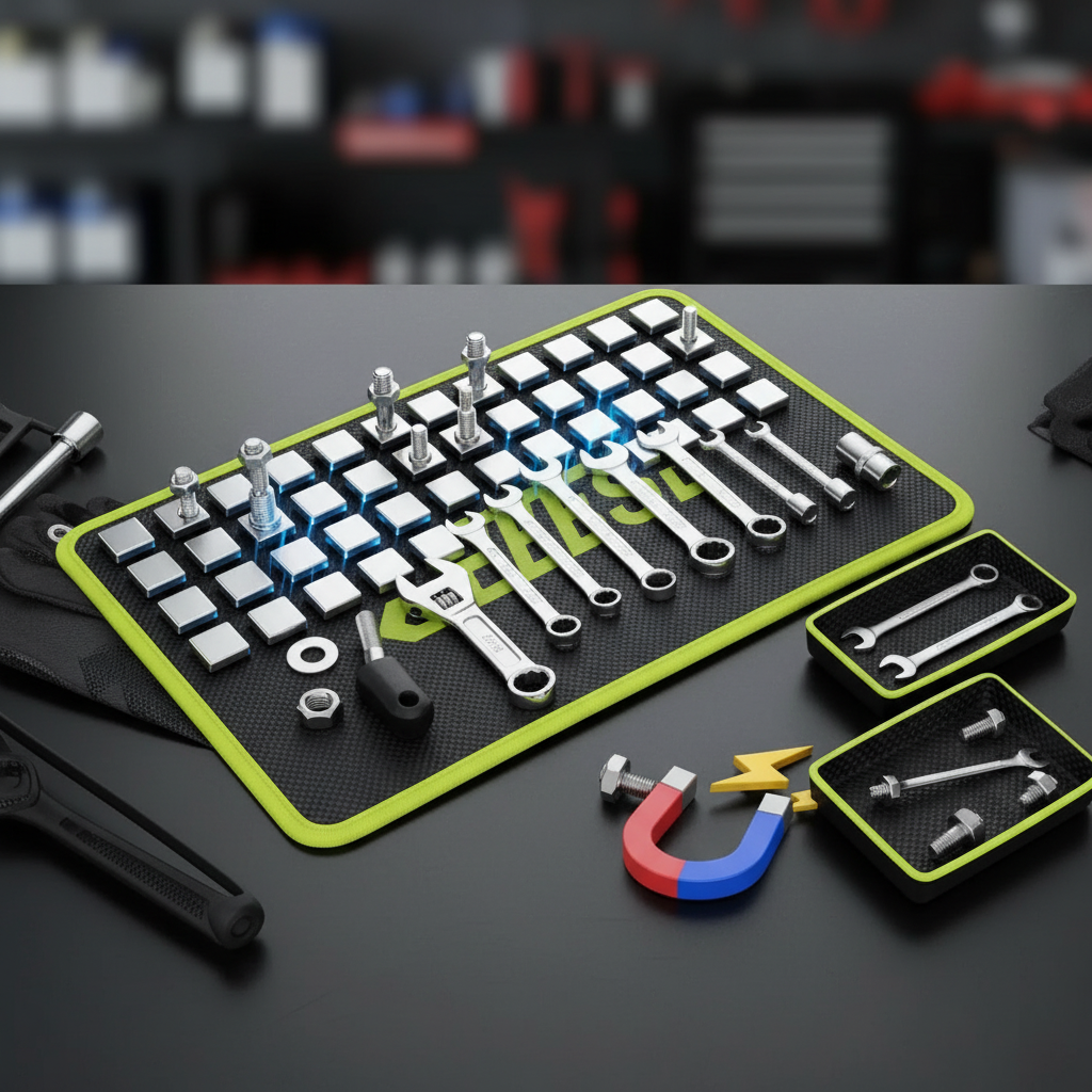 【DealsForYouDays】SEESE 3PC Flexible Magnetic Tool Mat & Tray Holder - Magnetic Tool Tray, Flexible Magnetic Mat, PVC & Non-Slip for Garage Workshop, Auto Repair Tools fathersdaygiftideas fathersdaygift